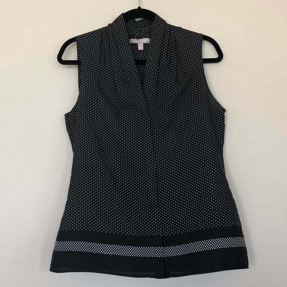 Banana Republic Black Dot Blouse w/ Detail Trim 6